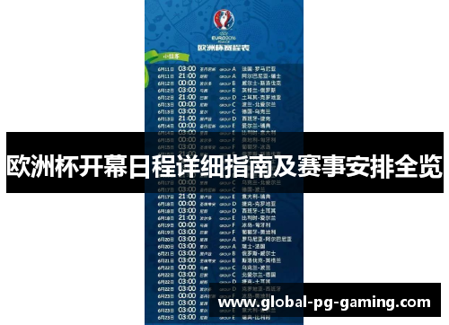 欧洲杯开幕日程详细指南及赛事安排全览